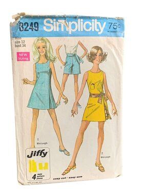 Simplicity 8249 Jiffy Pattern Misses Dress Short Size 12